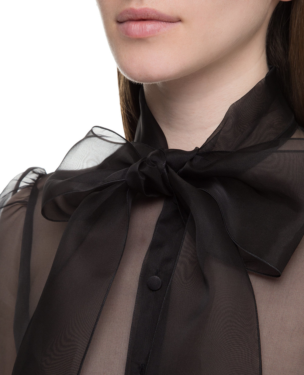 Шелковая блуза Dolce&Gabbana F5M35T-FU1BU, черный цвет • Купить в интернет-магазине Kameron