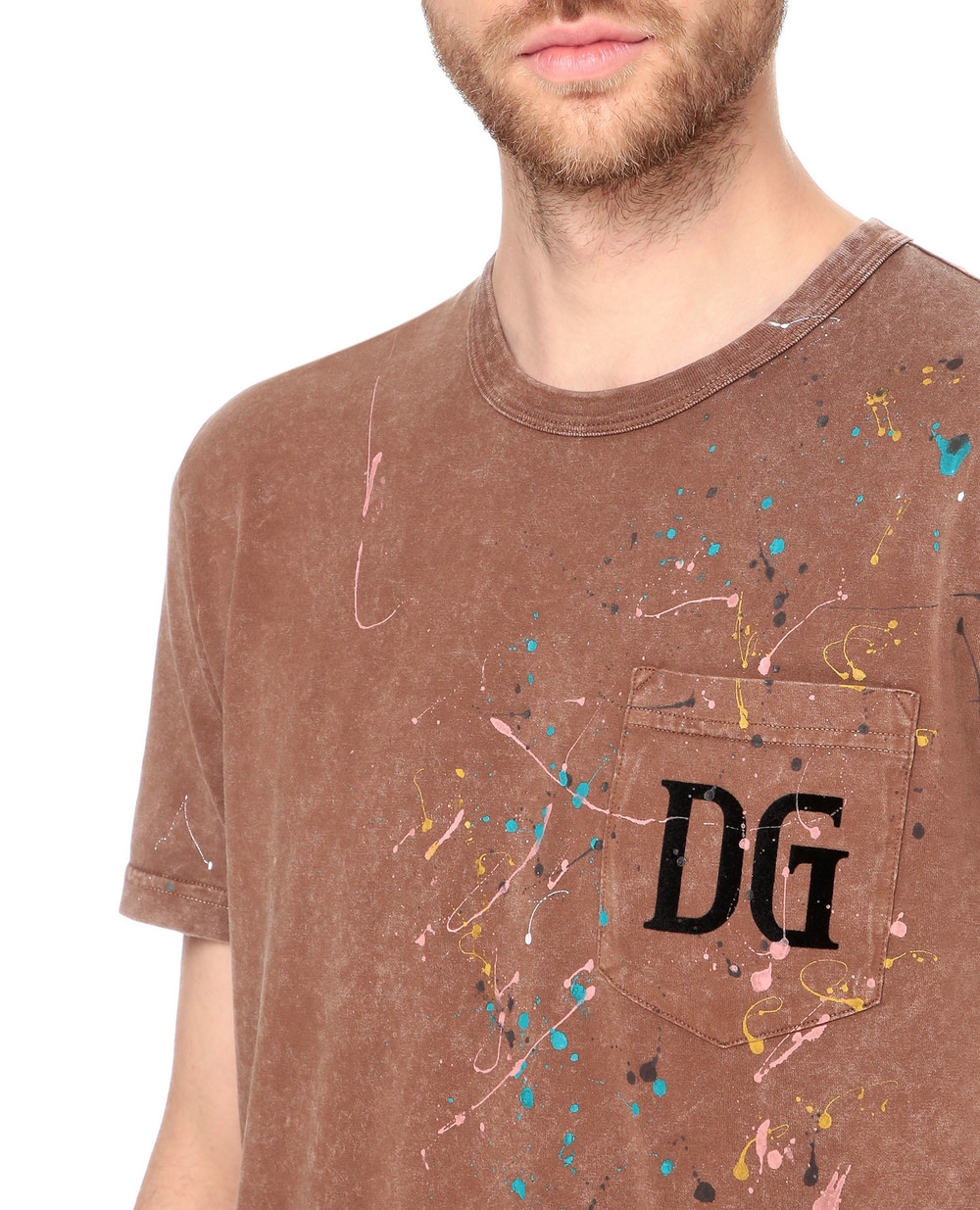 Футболка Dolce&Gabbana G8LW3T-G7XSS, коричневий колір • Купити в інтернет-магазині Kameron