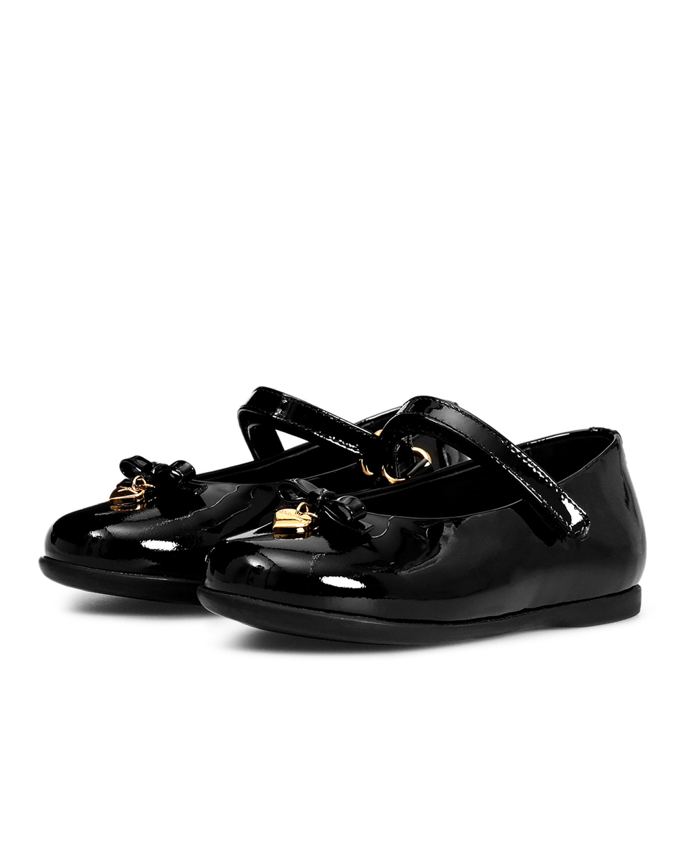 Детские кожаные балетки Dolce&Gabbana D20057-A1328, черный цвет • Купить в интернет-магазине Kameron