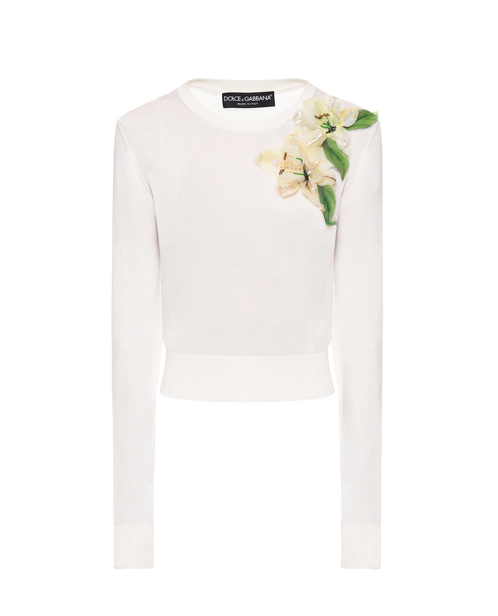 Шелковый джемпер Dolce&Gabbana FX153Z-JASHE, белый цвет • Купить в интернет-магазине Kameron