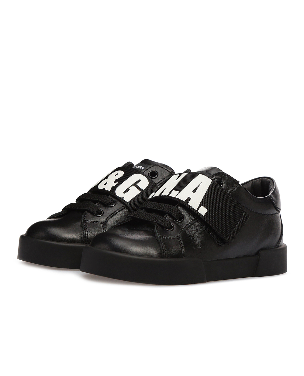 Кожаные сникеры First Steps Portofino Dolce&Gabbana Kids DN0118-AK692, черный цвет • Купить в интернет-магазине Kameron