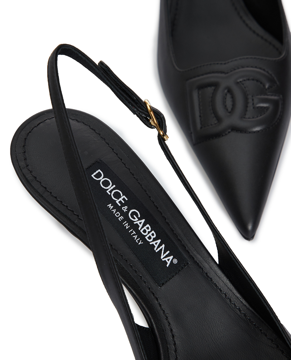 Кожаные слингбэки Dolce&Gabbana CG0676-AW576, черный цвет • Купить в интернет-магазине Kameron