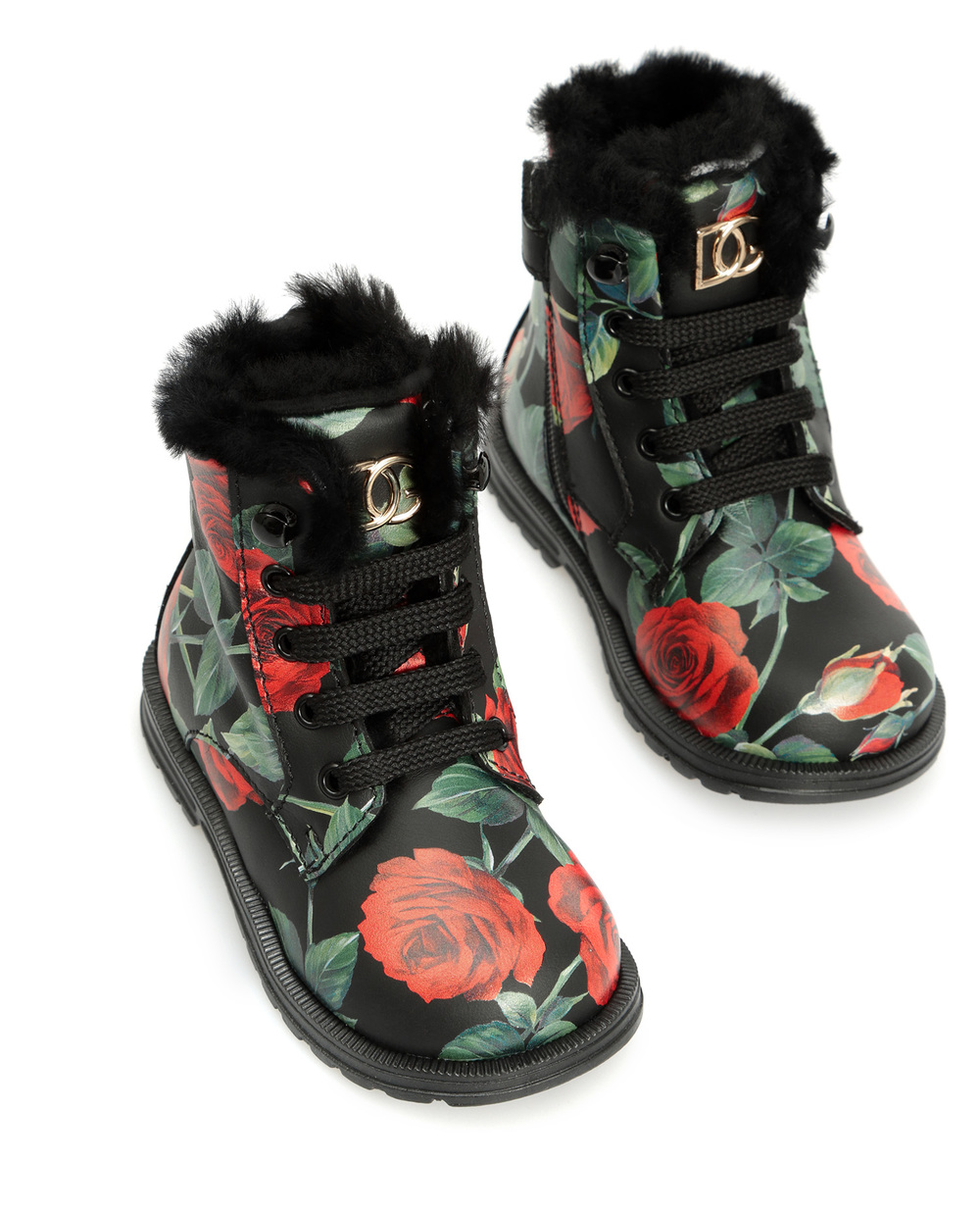 Детские кожаные ботинки Dolce&Gabbana Kids D20073-AQ415, черный цвет • Купить в интернет-магазине Kameron