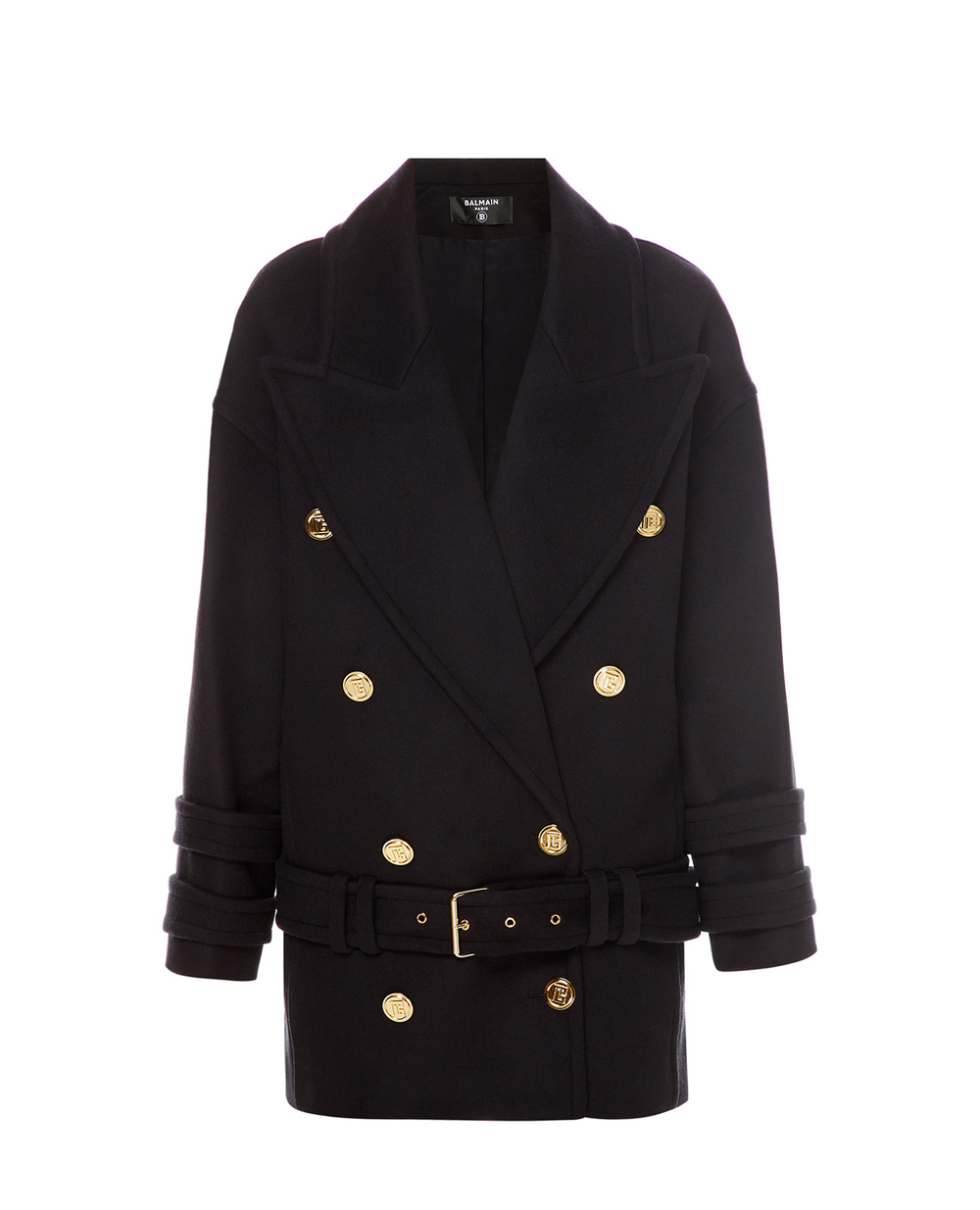 Вовняне пальто Balmain WF1UA005W006, чорний колір • Купити в інтернет-магазині Kameron