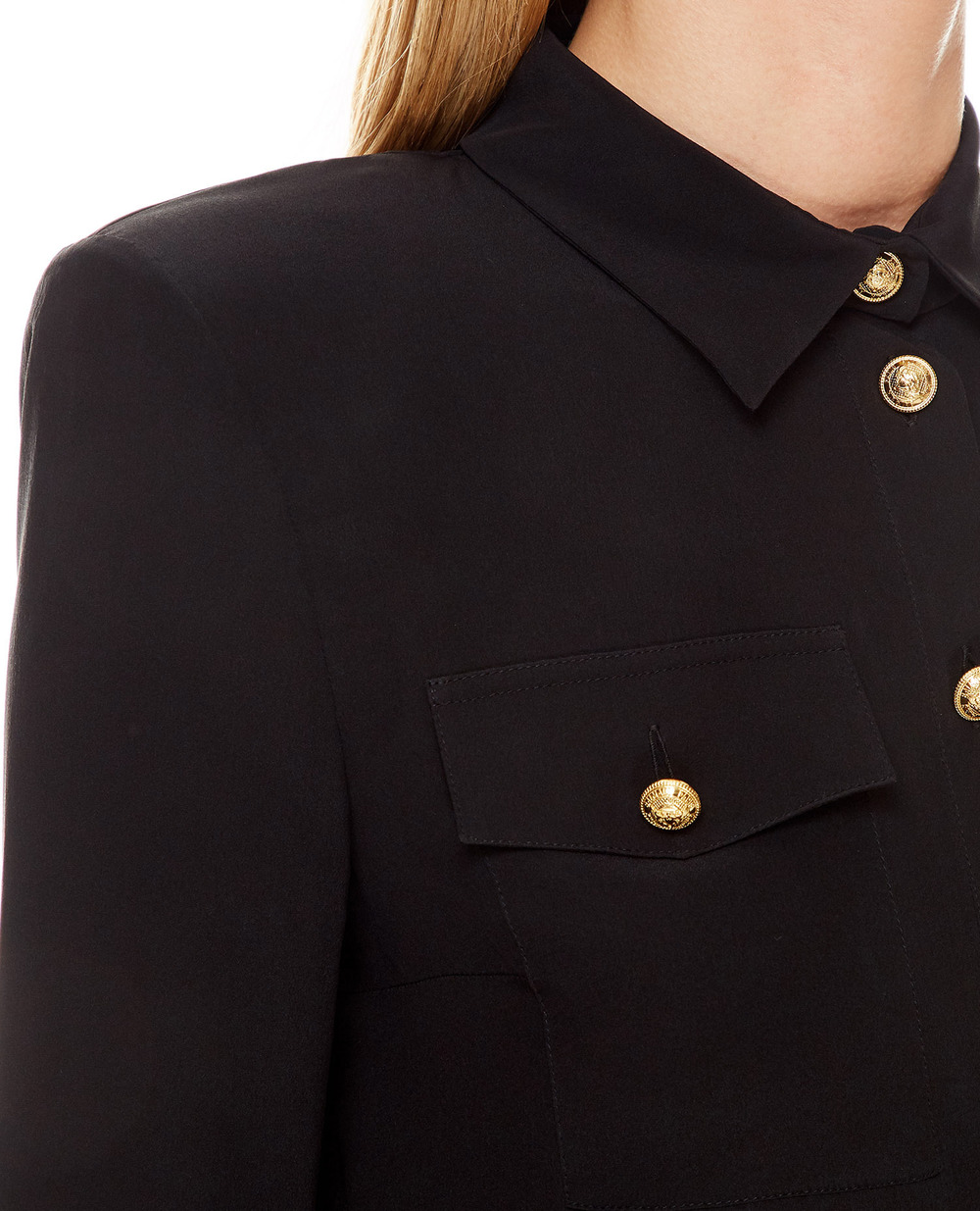 Шелковая блуза Balmain WF1HS050120S, черный цвет • Купить в интернет-магазине Kameron