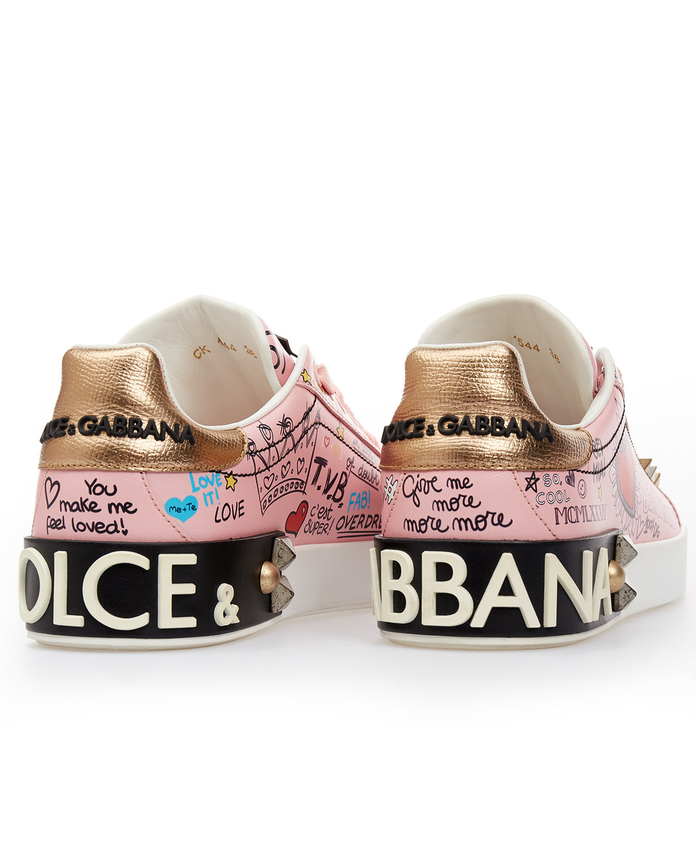 Кожаные сникеры Dolce&Gabbana CK1544-AU902, розовый цвет • Купить в интернет-магазине Kameron