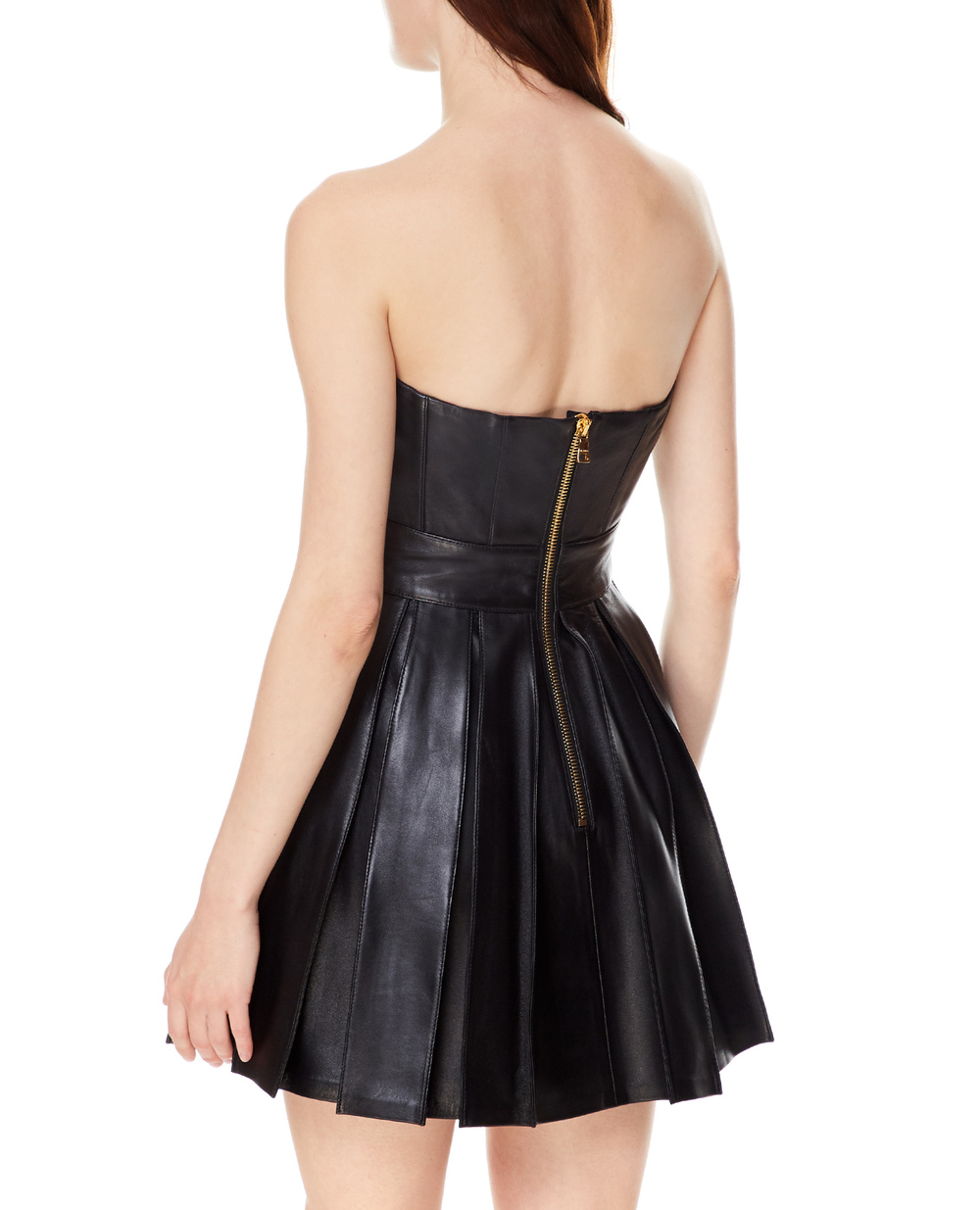 Шкіряна сукня Balmain WF1R1050L158, чорний колір • Купити в інтернет-магазині Kameron