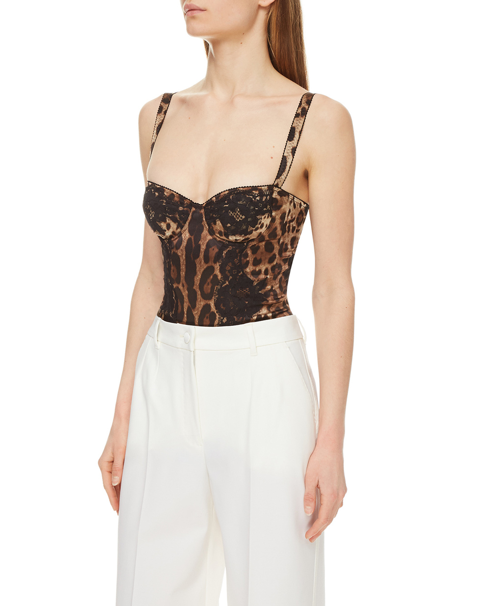 Шелковое боди Dolce&Gabbana O9A05T-FSAXY, коричневый цвет • Купить в интернет-магазине Kameron