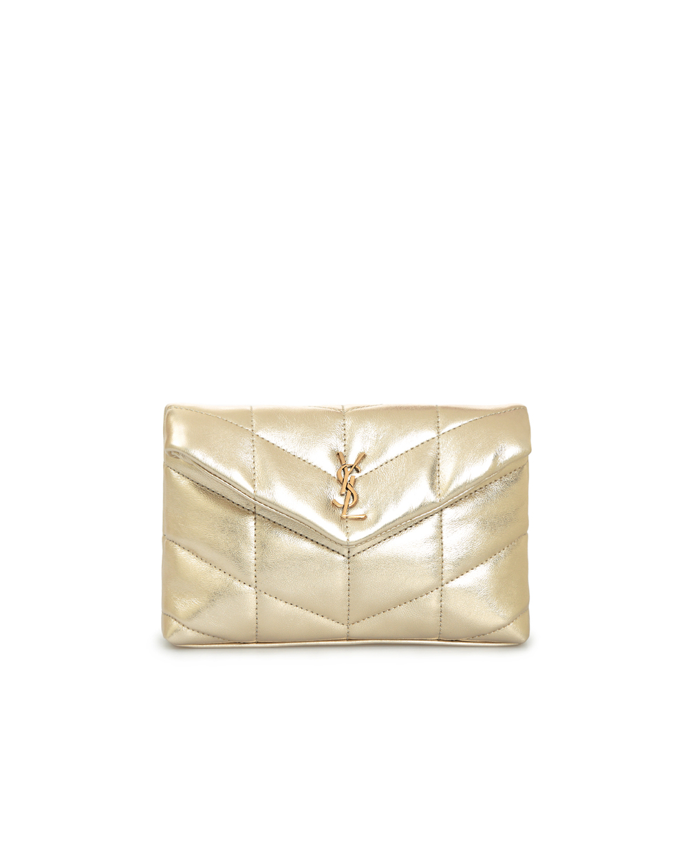 Кожаная сумка Puffer small Saint Laurent 650880-AAAA1, золотой цвет • Купить в интернет-магазине Kameron