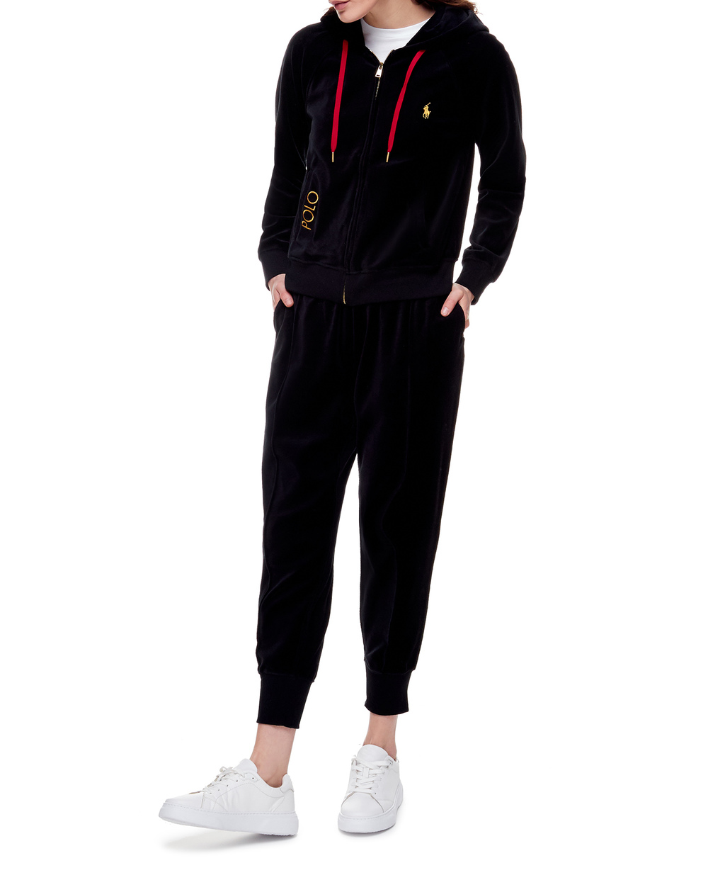 Велюровые спортивные брюки Polo Ralph Lauren 211857289001, черный цвет • Купить в интернет-магазине Kameron