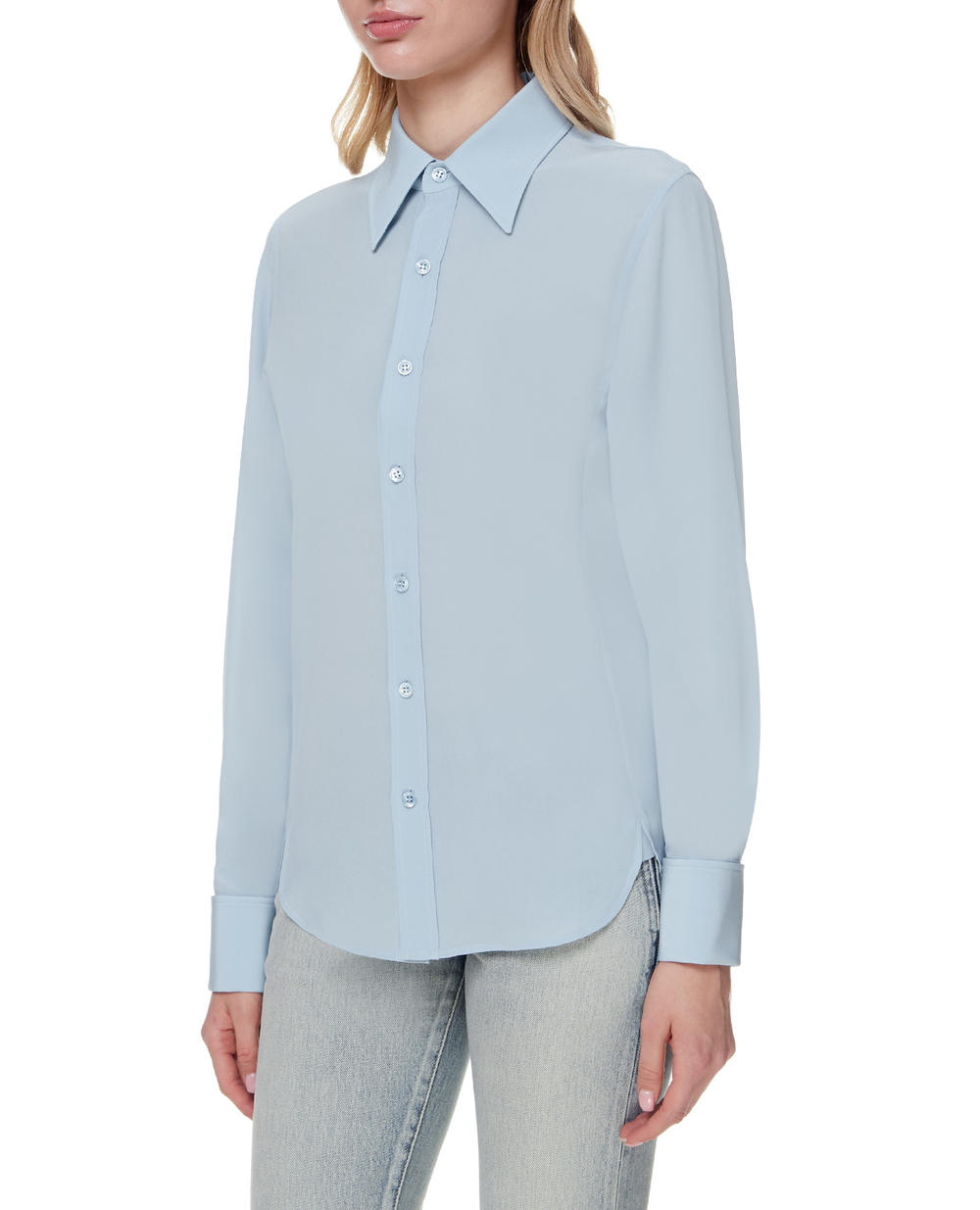 Шовкова блуза Saint Laurent 679108-Y100W, блакитний колір • Купити в інтернет-магазині Kameron