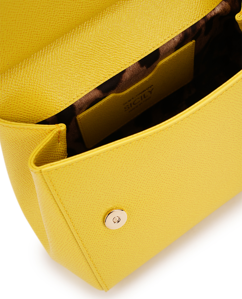 Кожаная сумка Sicily Medium Dolce&Gabbana BB6003-A1001, желтый цвет • Купить в интернет-магазине Kameron