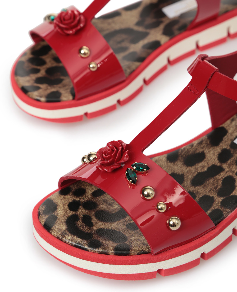 Дитячі шкіряні босоніжки Dolce&Gabbana Kids D10688-AE960-L, красный колір • Купити в інтернет-магазині Kameron
