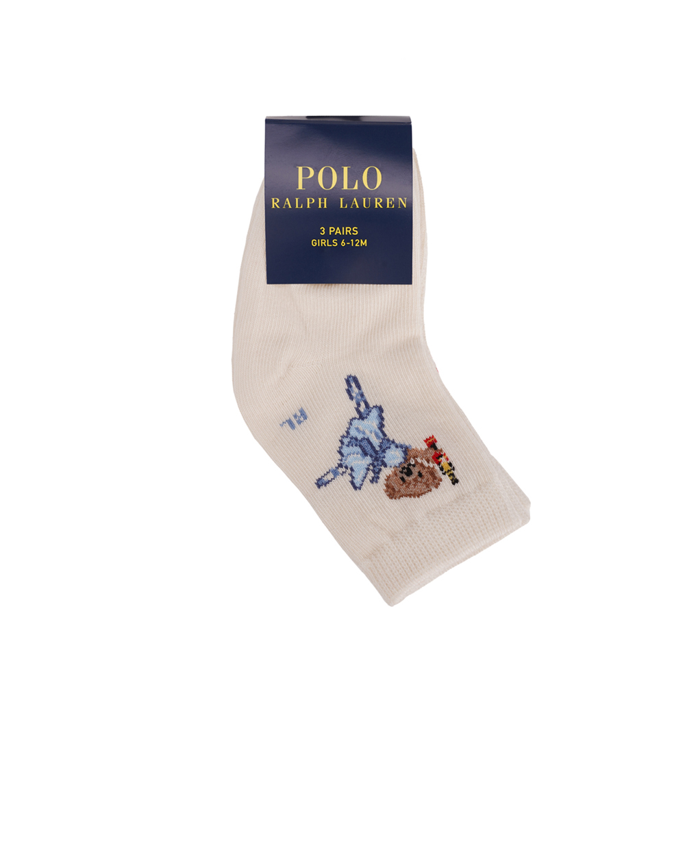 Детские носки Polo Bear (3 пары) Polo Ralph Lauren Kids 445927585001, молочный цвет • Купить в интернет-магазине Kameron
