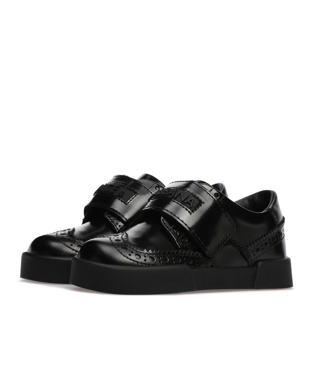 Дитячі шкіряні броги Dolce&Gabbana Kids DN0127-A1428-S, чорний колір • Купити в інтернет-магазині Kameron