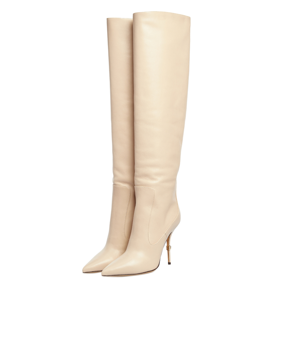 Шкіряні ботфорти Dolce&Gabbana CU0677-AW695, бежевий колір • Купити в інтернет-магазині Kameron