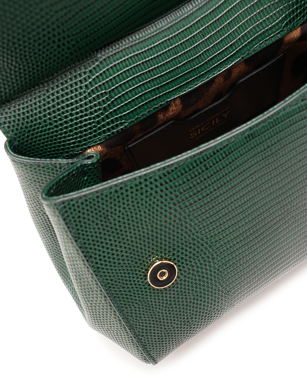Кожаная сумка Sicily Medium Dolce&Gabbana BB6003-A1095, темно-зеленый цвет • Купить в интернет-магазине Kameron
