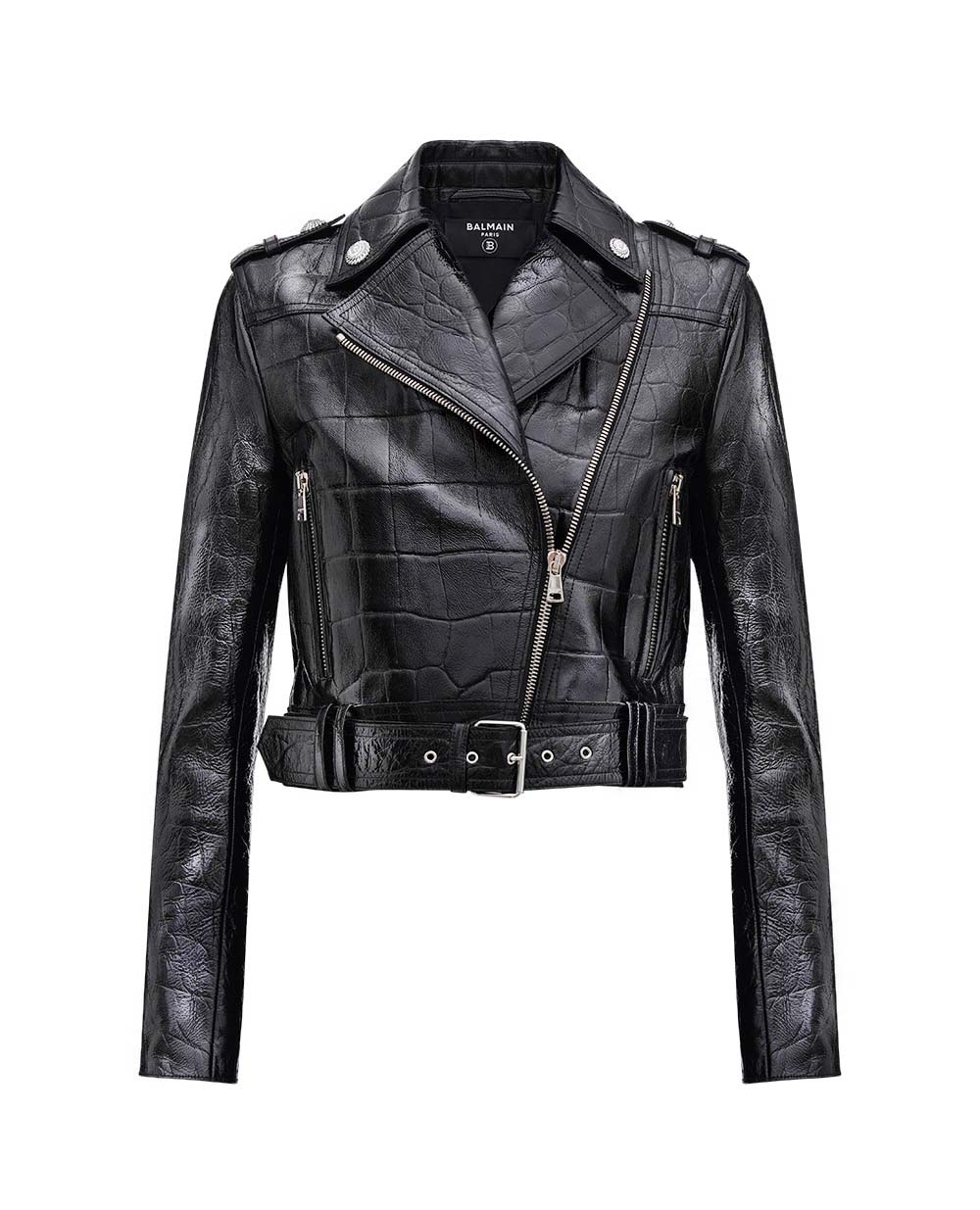 Куртка кожаная Balmain BF0TD201LC68, черный цвет • Купить в интернет-магазине Kameron