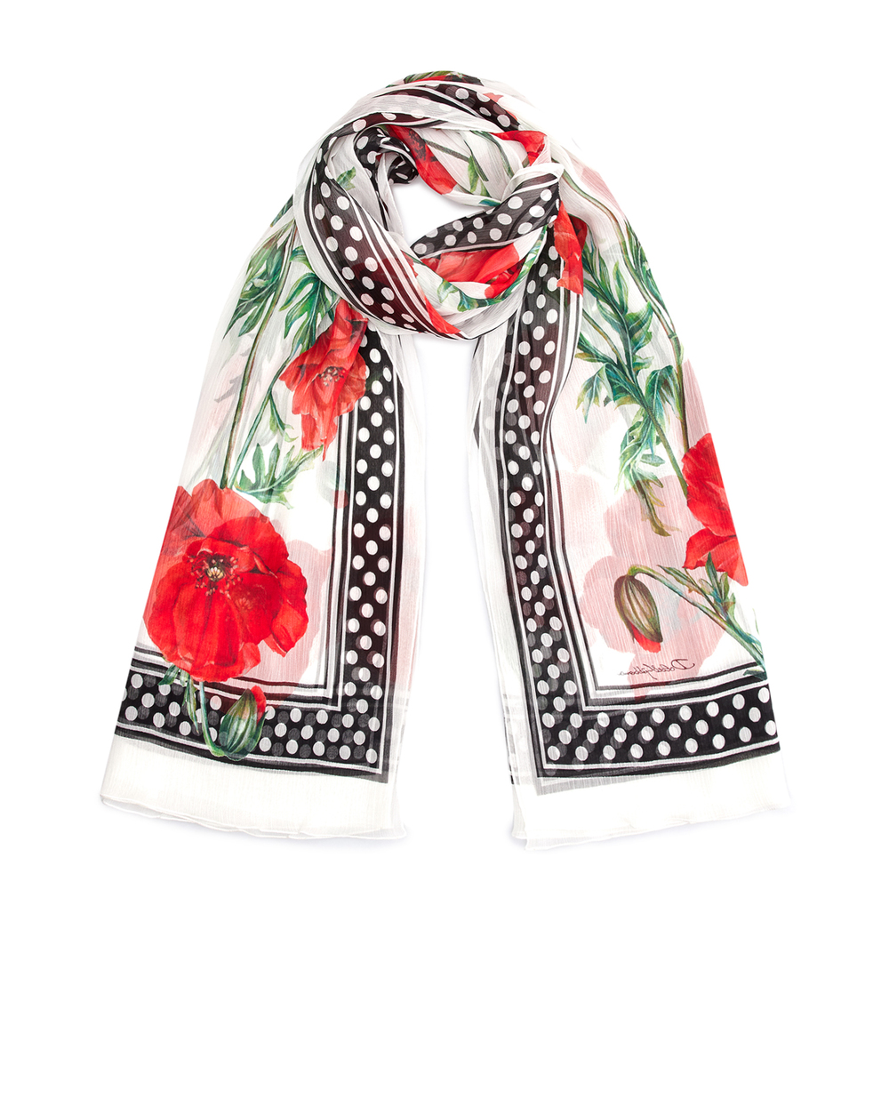 Шелковая шаль Dolce&Gabbana FS182A-GDAWZ, белый цвет • Купить в интернет-магазине Kameron