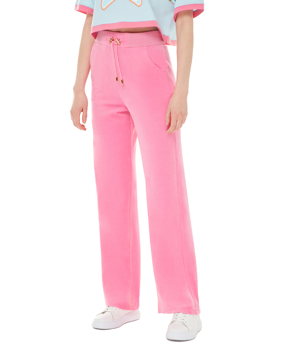 Велюрові спортивні штани Balmain XF2OB01066JB, рожевий колір • Купити в інтернет-магазині Kameron