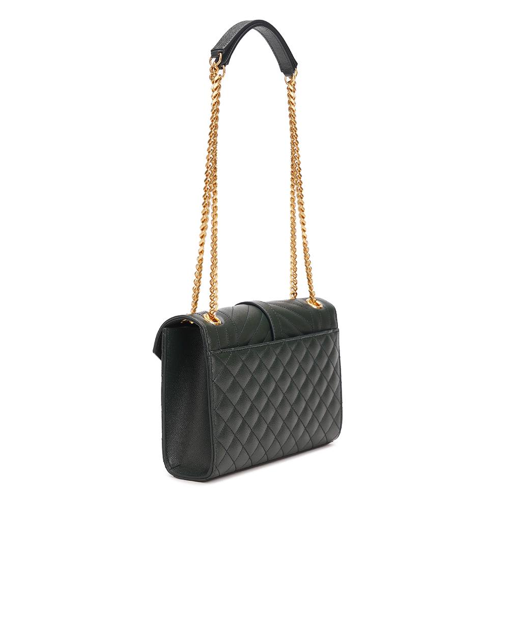 Кожаная сумка Envelope Medium Saint Laurent 600185-BOW91, темно-зеленый цвет • Купить в интернет-магазине Kameron