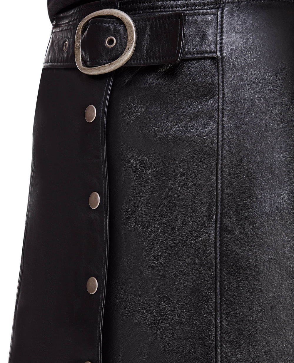 Кожаная юбка Saint Laurent 664441-YCFC2, черный цвет • Купить в интернет-магазине Kameron
