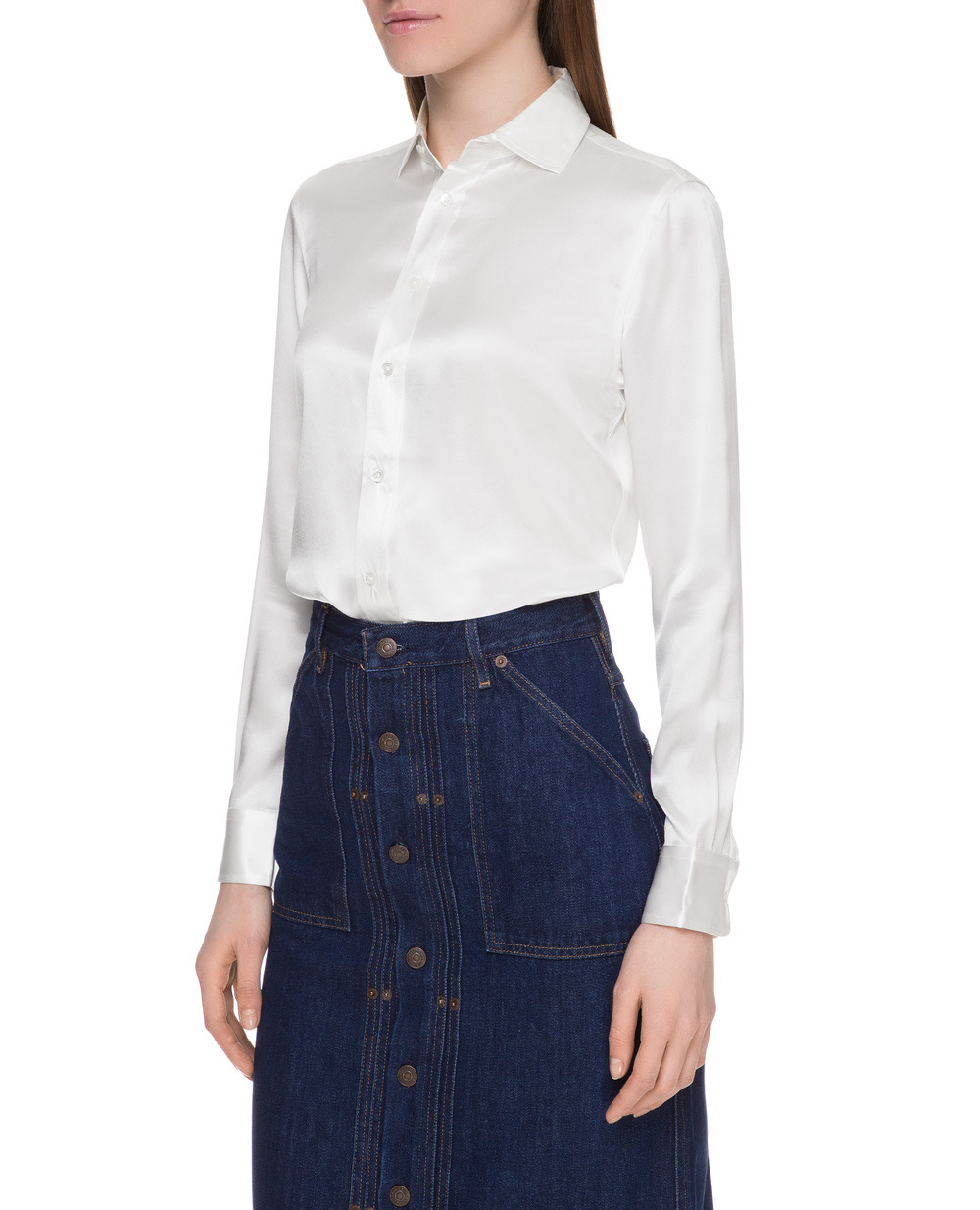 Шелковая блуза Polo Ralph Lauren 211798122002, белый цвет • Купить в интернет-магазине Kameron