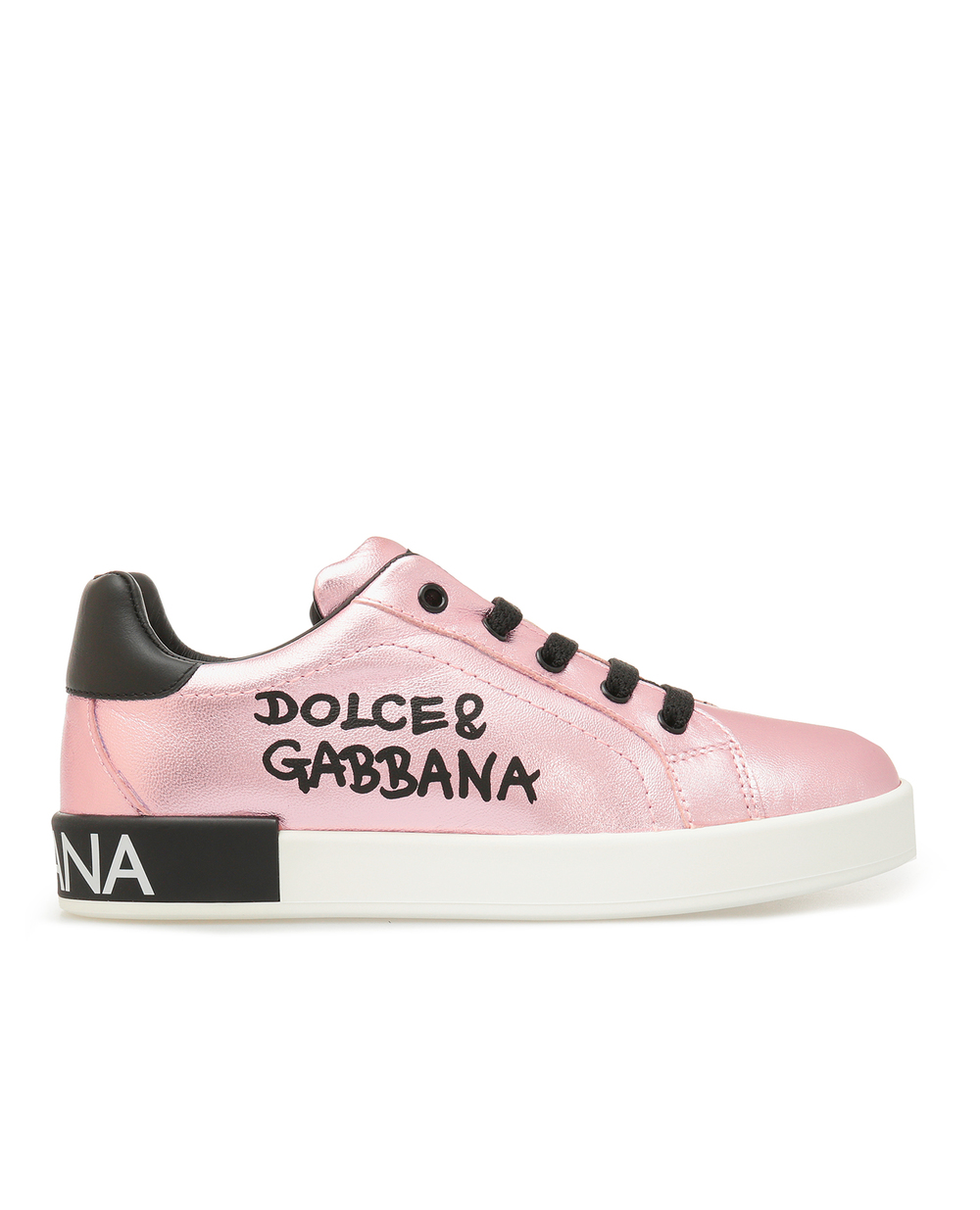 Детские кожаные сникеры Dolce&Gabbana Kids D10806-AN442-L, розовый цвет • Купить в интернет-магазине Kameron