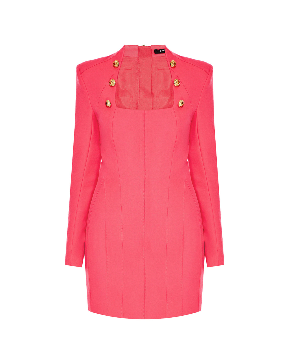 Шерстяное платье Balmain YF1R9525WB05, розовый цвет • Купить в интернет-магазине Kameron