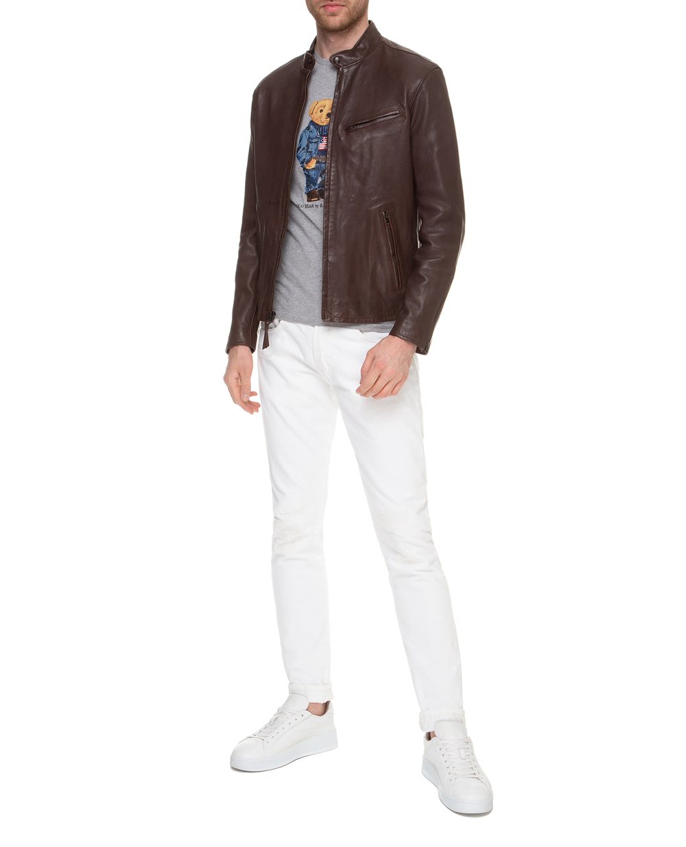 Кожаная куртка Polo Ralph Lauren 710785313001, коричневый цвет • Купить в интернет-магазине Kameron