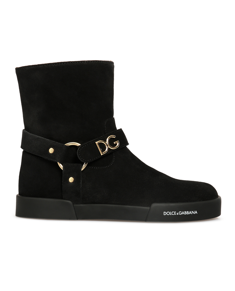 Детские замшевые сапоги Dolce&Gabbana Kids D10990-AW997-M, черный цвет • Купить в интернет-магазине Kameron