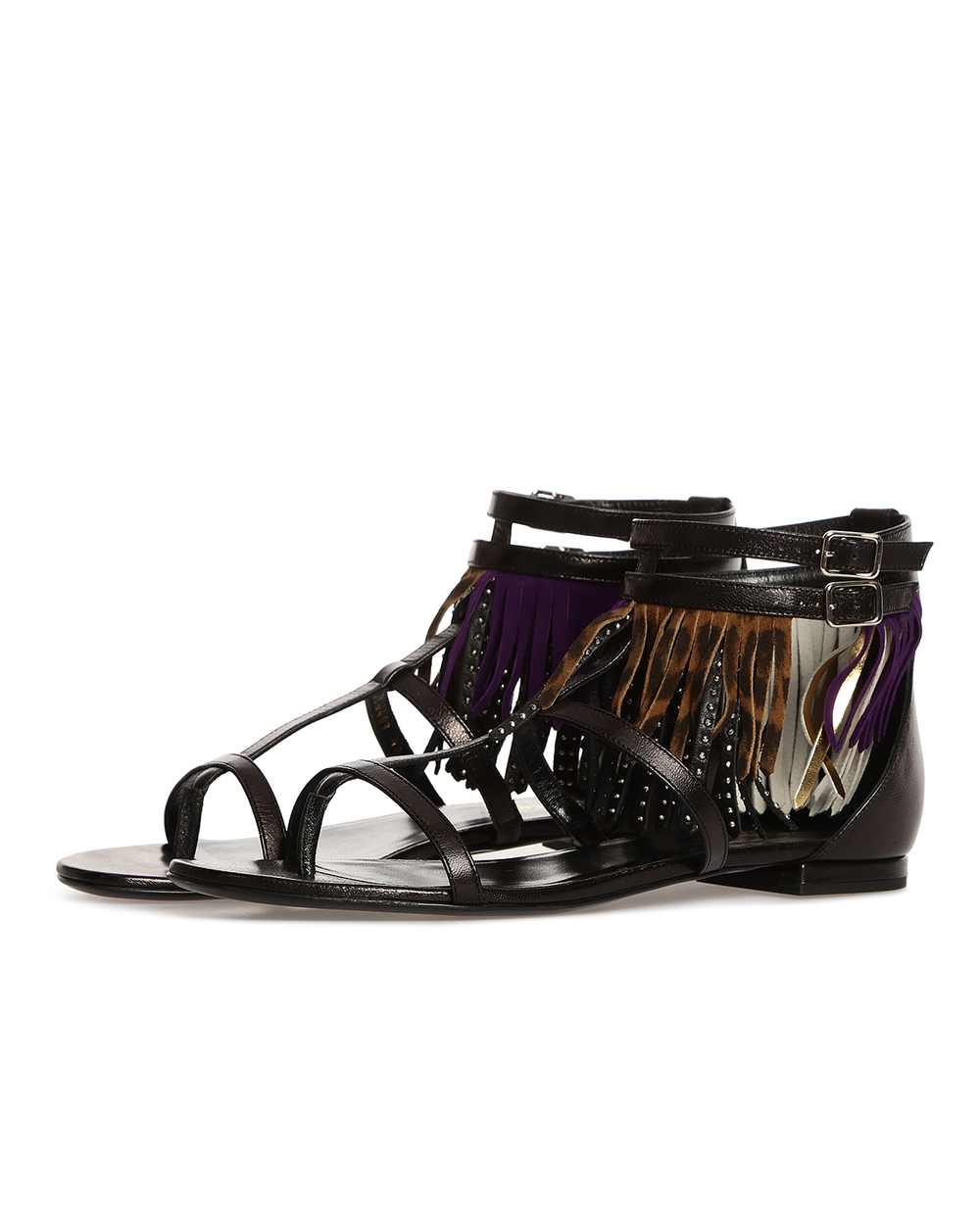 Кожаные сандалии Saint Laurent 416409-AKPV0, черный цвет • Купить в интернет-магазине Kameron