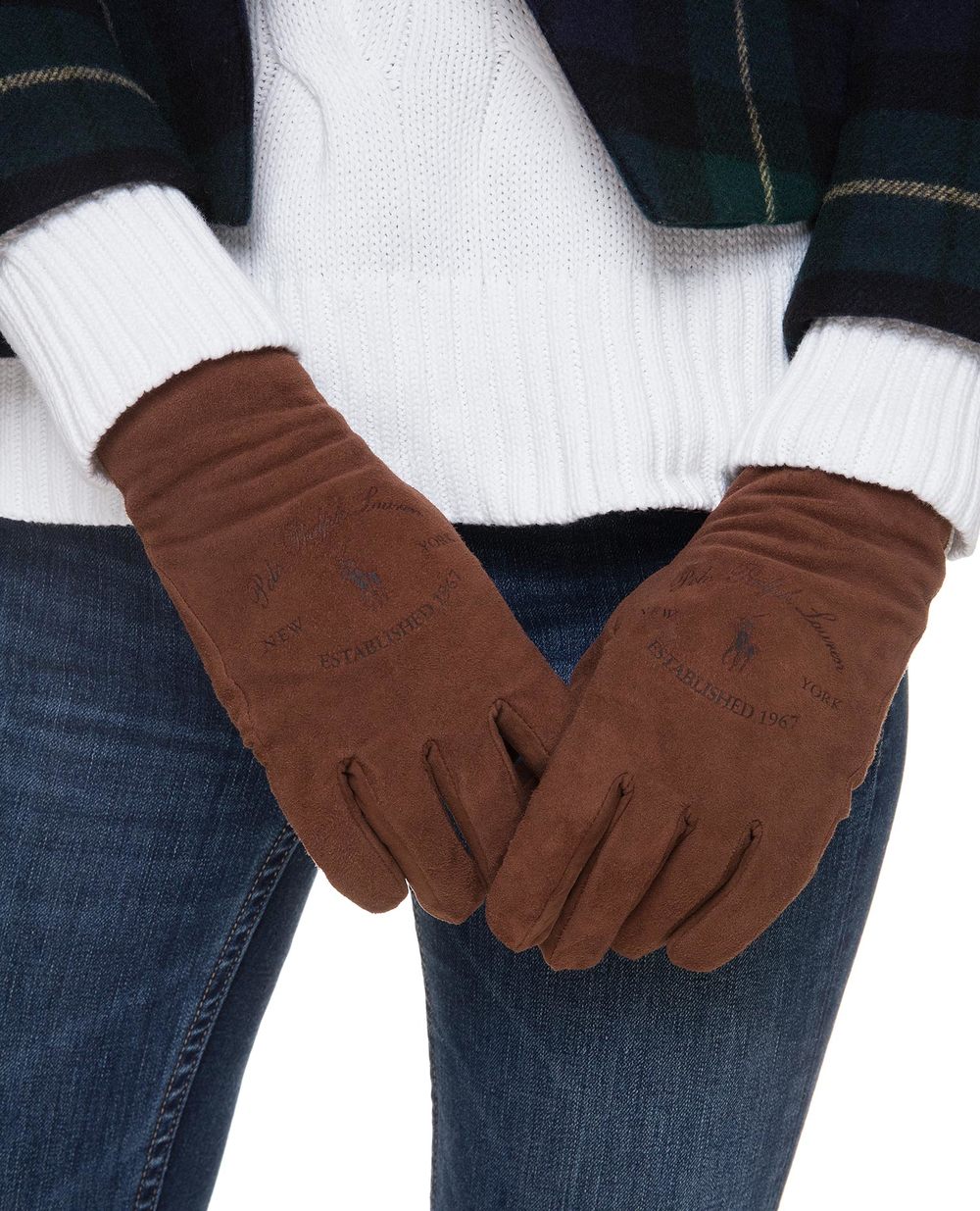Замшеві рукавички Polo Ralph Lauren 455779098002, коричневий колір • Купити в інтернет-магазині Kameron