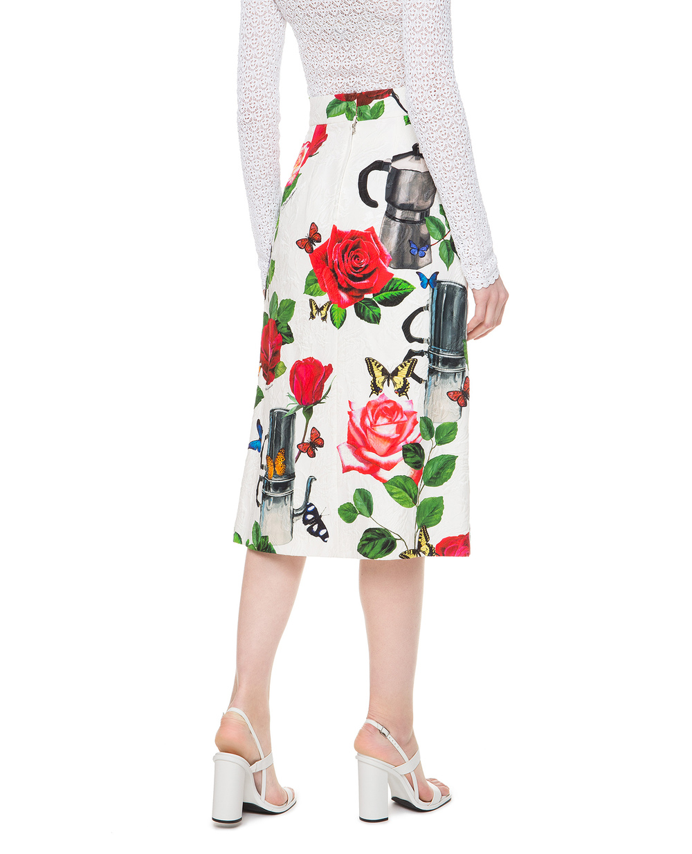 Жаккардовая юбка Dolce&Gabbana F4A8KT-HSMP3, белый цвет • Купить в интернет-магазине Kameron