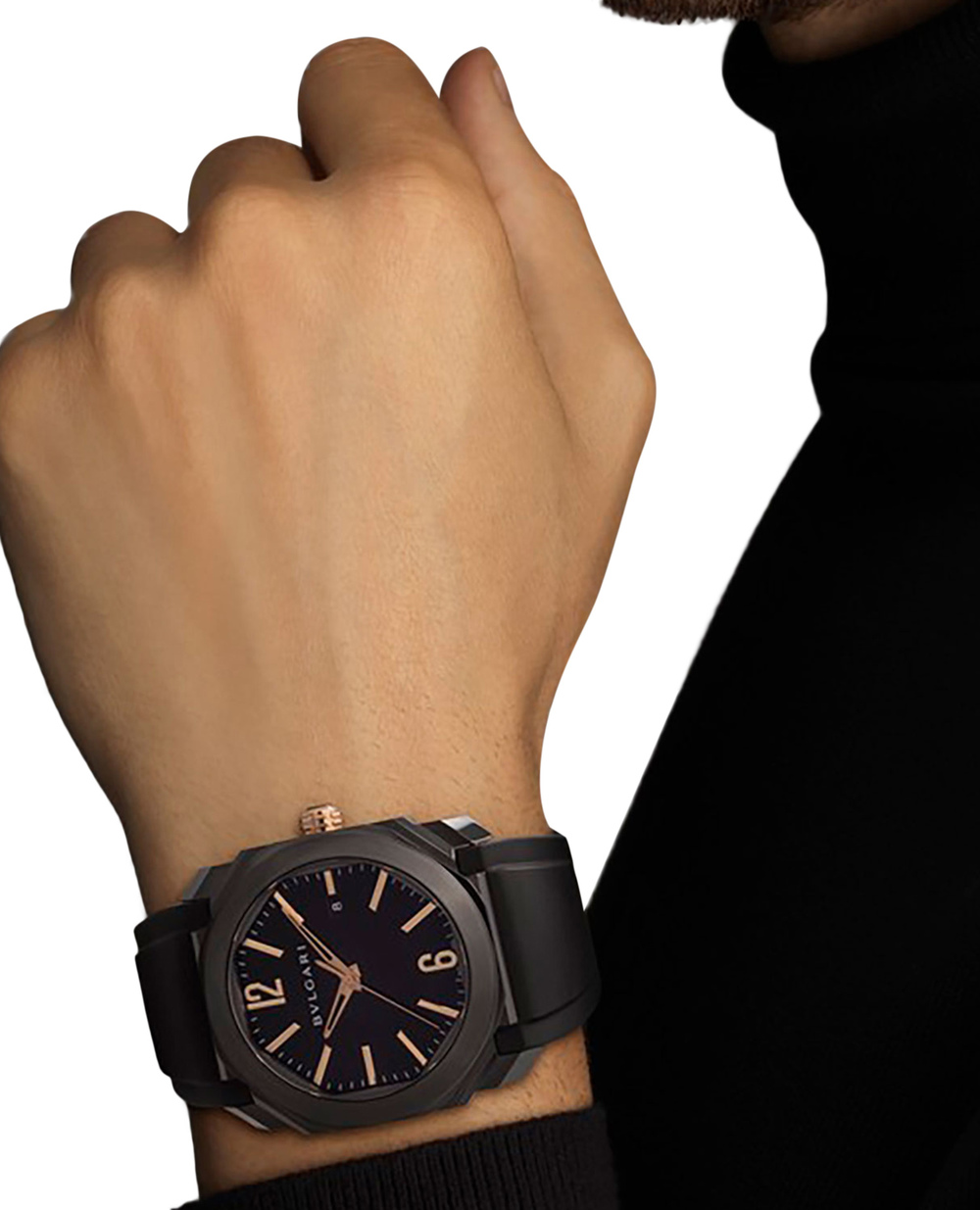 Годинник Octo Solotempo Bulgari 102581, чорний колір • Купити в інтернет-магазині Kameron