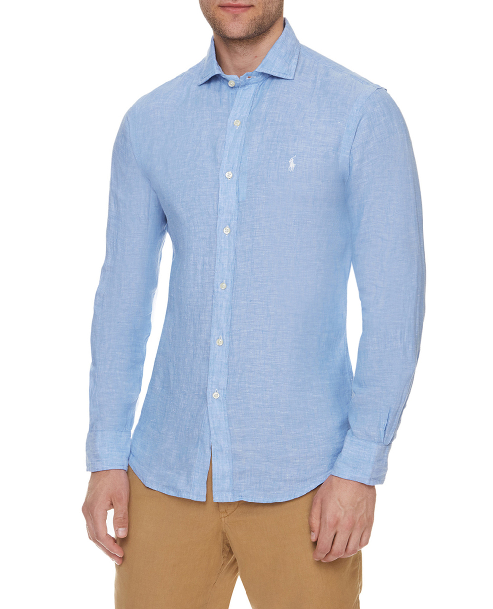 Льняная рубашка Polo Ralph Lauren 710835509001, голубой цвет • Купить в интернет-магазине Kameron