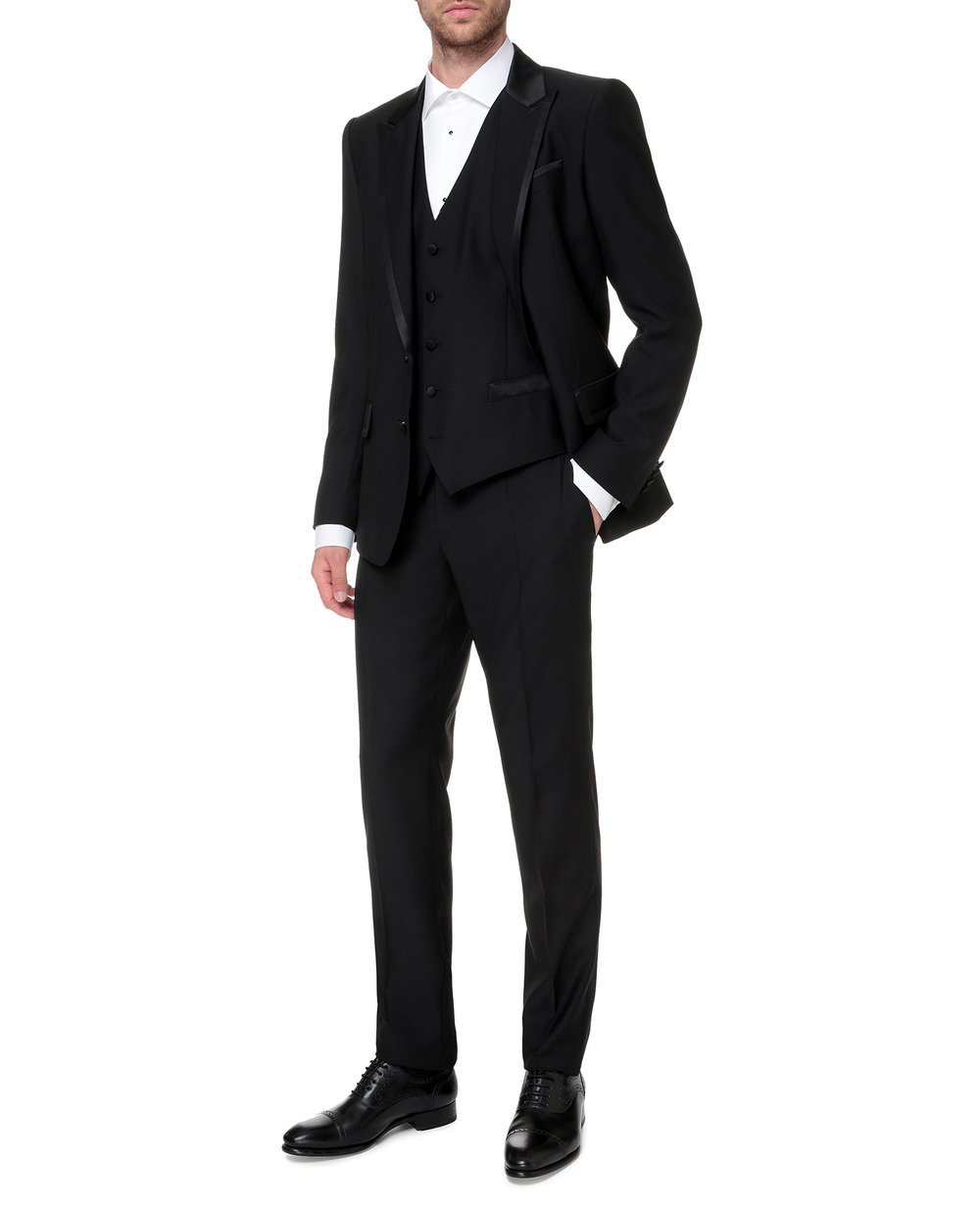 Вовняний костюм Martini (піджак, жилет, штани) Dolce&Gabbana GKBEMT-FU2Z8, чорний колір • Купити в інтернет-магазині Kameron