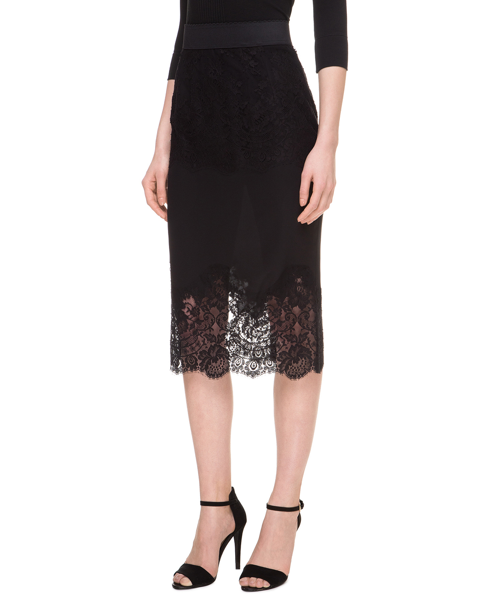 Шелковая юбка Dolce&Gabbana F4BO2T-FU1KA, черный цвет • Купить в интернет-магазине Kameron