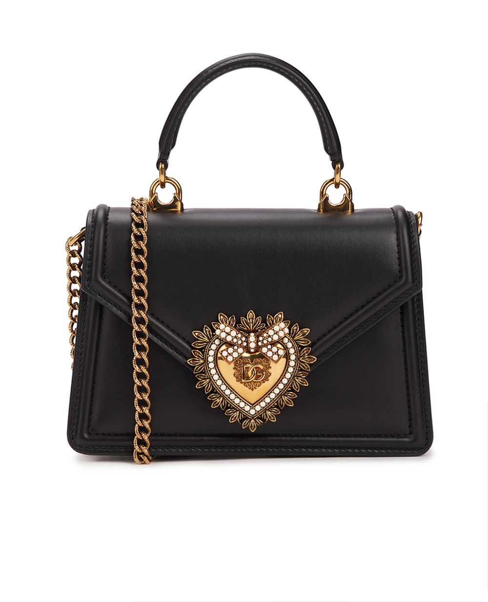 Кожаная сумка Devotion Small Dolce&Gabbana BB6711-AV893, черный цвет • Купить в интернет-магазине Kameron