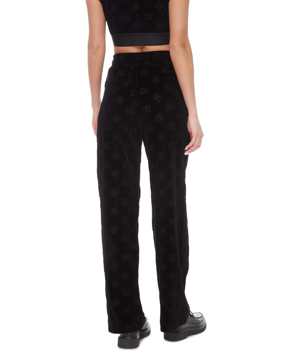 Велюровые спортивные брюки Dolce&Gabbana FTCKJT-FJ7DL, черный цвет • Купить в интернет-магазине Kameron