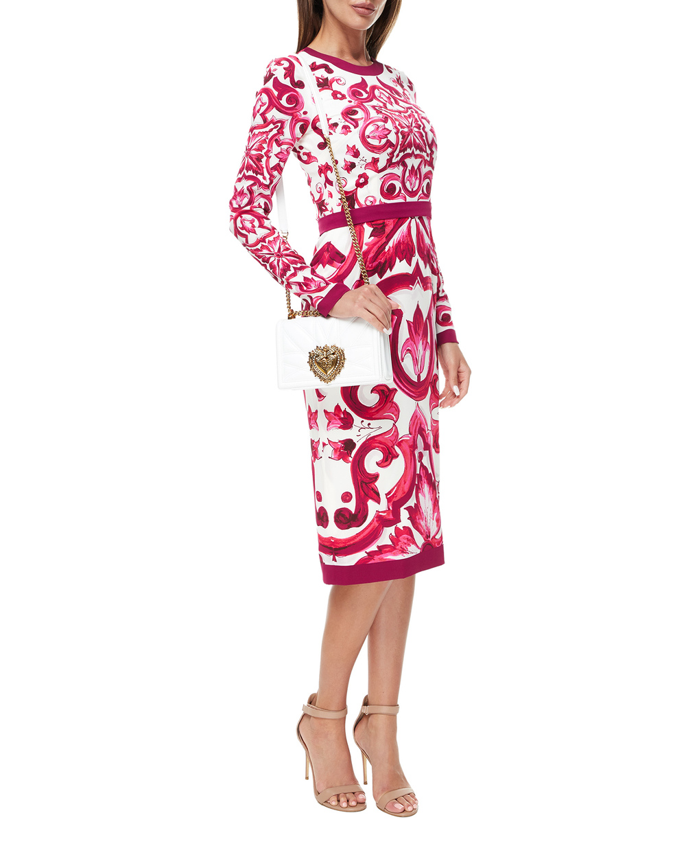 Кожаная сумка Devotion Medium Dolce&Gabbana BB7158-AW437, белый цвет • Купить в интернет-магазине Kameron