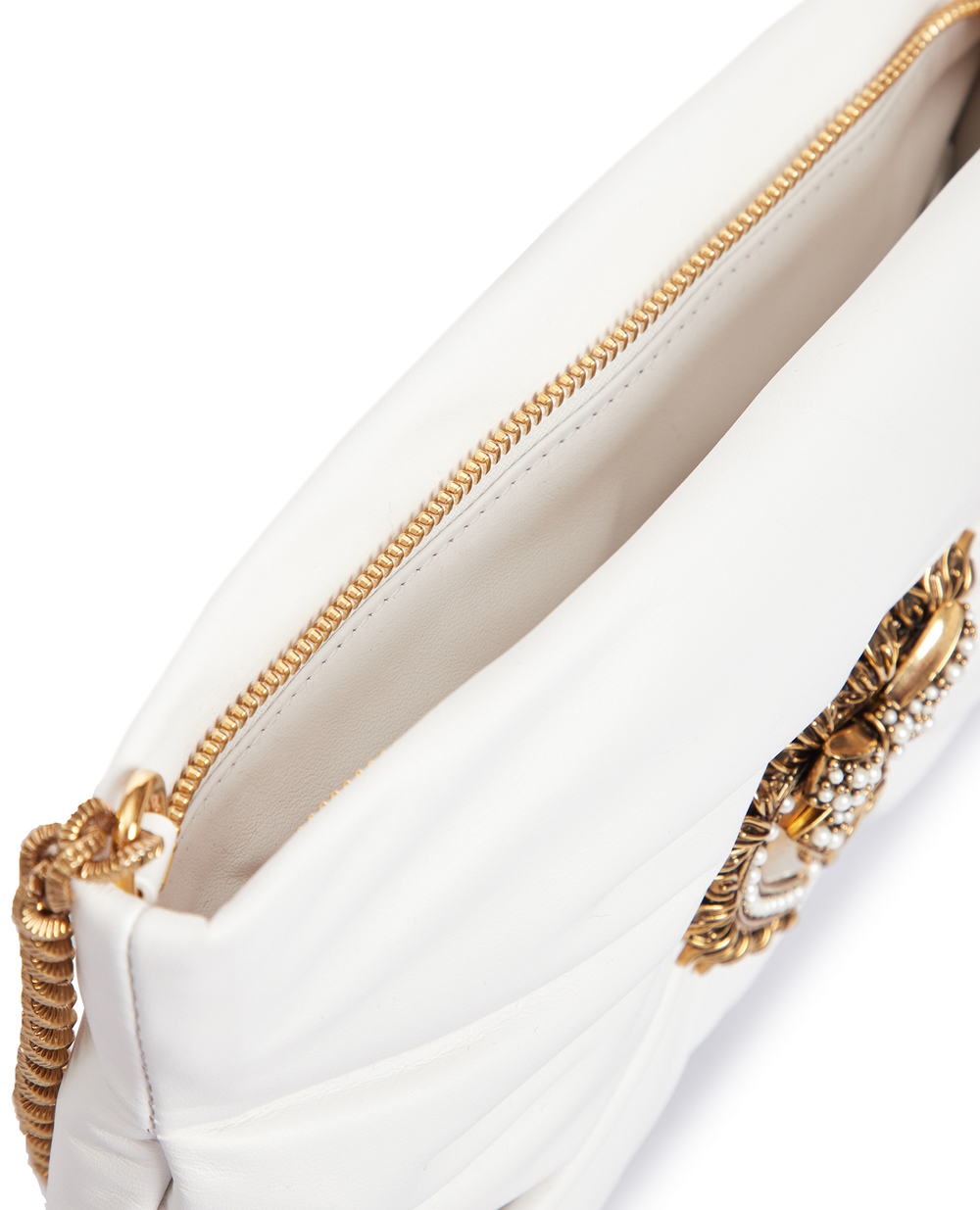Кожаная сумка Devotion Soft Small Dolce&Gabbana BB7378-AK274, белый цвет • Купить в интернет-магазине Kameron