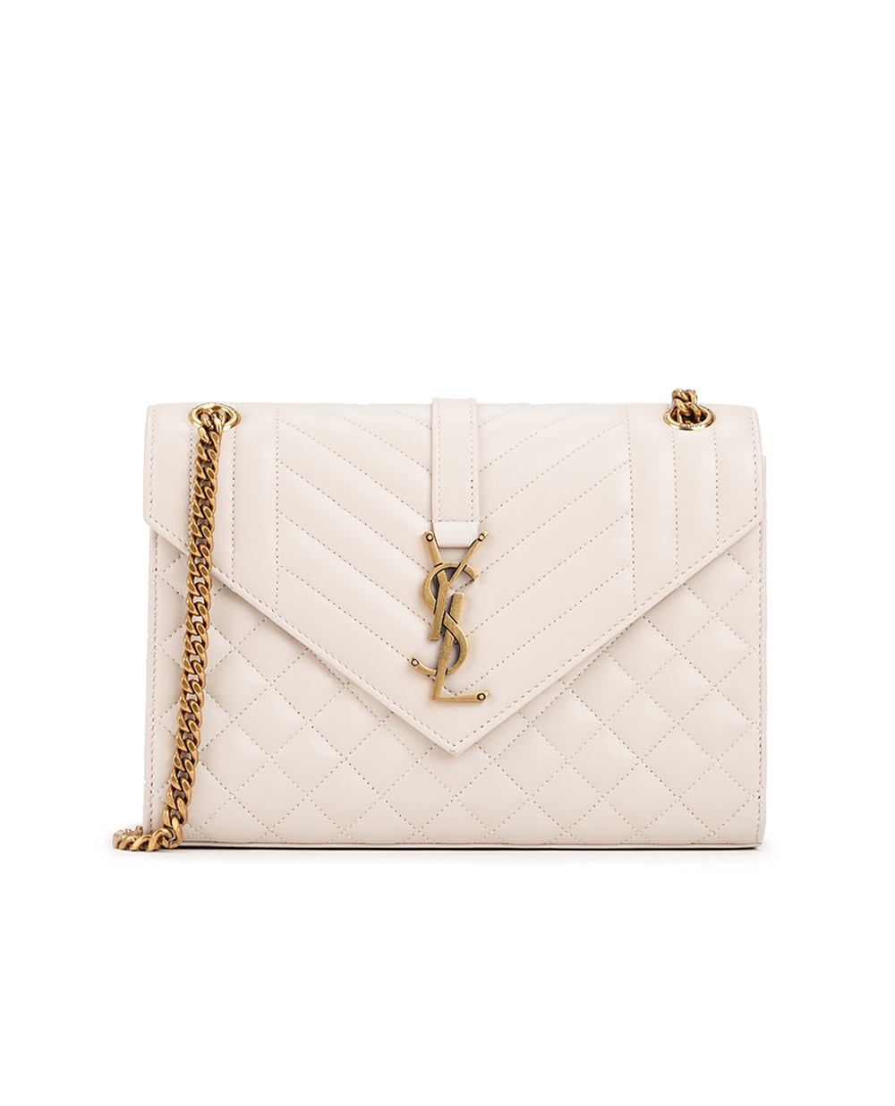 Кожаная сумка Envelope Medium Saint Laurent 600185-AACT7, бежевый цвет • Купить в интернет-магазине Kameron