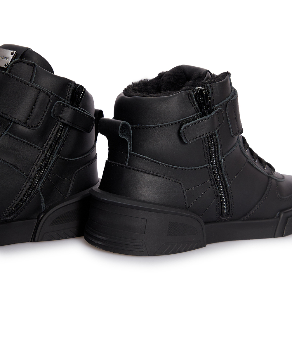 Детские кожаные хайтопы Dolce&Gabbana DA5159-AM668-M, черный цвет • Купить в интернет-магазине Kameron