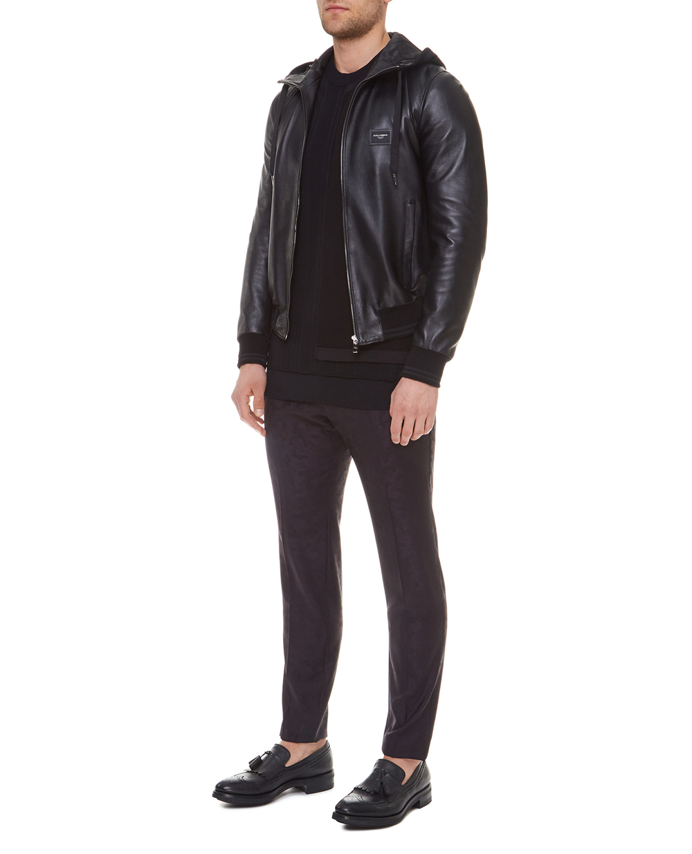 Кожаная куртка Dolce&Gabbana G9PB8L-FUL89, черный цвет • Купить в интернет-магазине Kameron