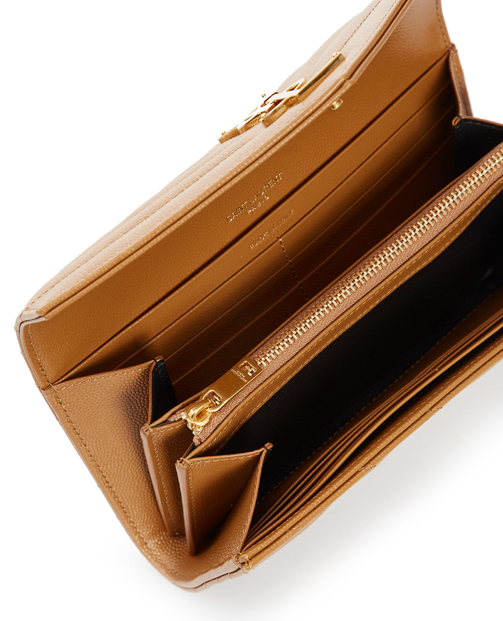 Кожаный кошелек Monogram Saint Laurent 372264-BOW01-, коричневый цвет • Купить в интернет-магазине Kameron