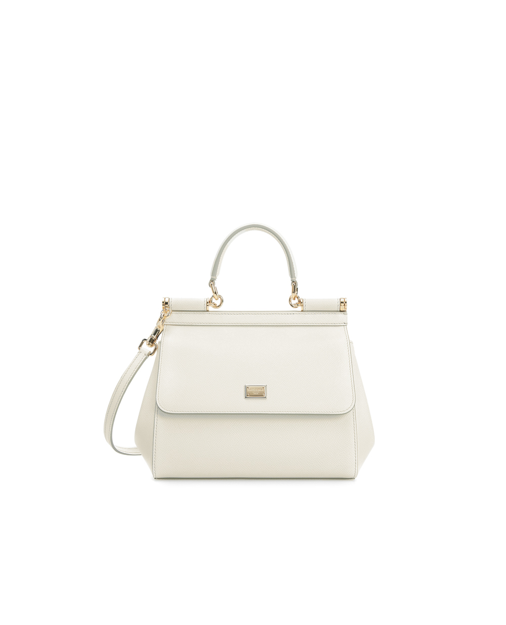 Кожаная сумка Sicily Medium Dolce&Gabbana BB6003-A1001, белый цвет • Купить в интернет-магазине Kameron